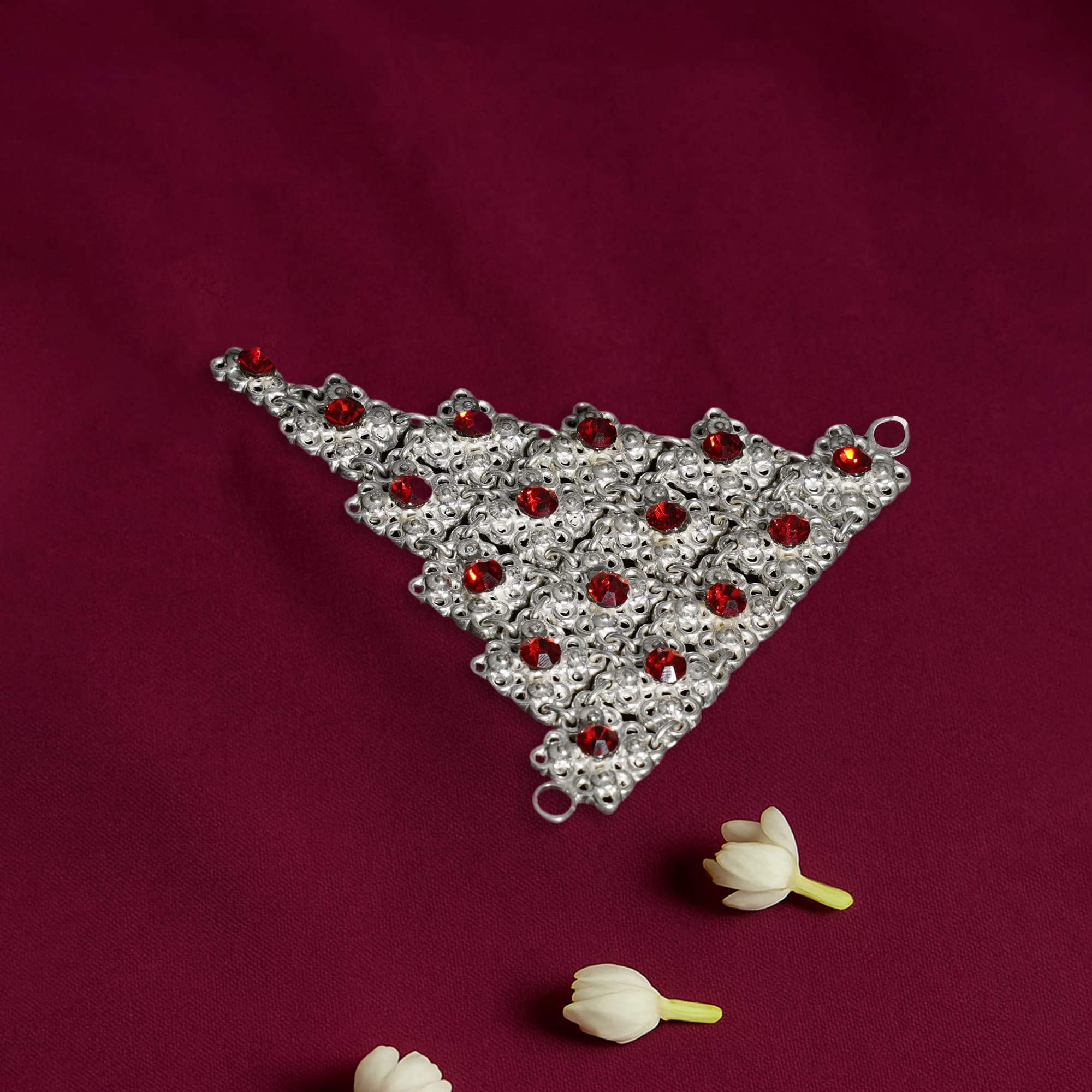 Silver Tikli Sond with Red Stones
