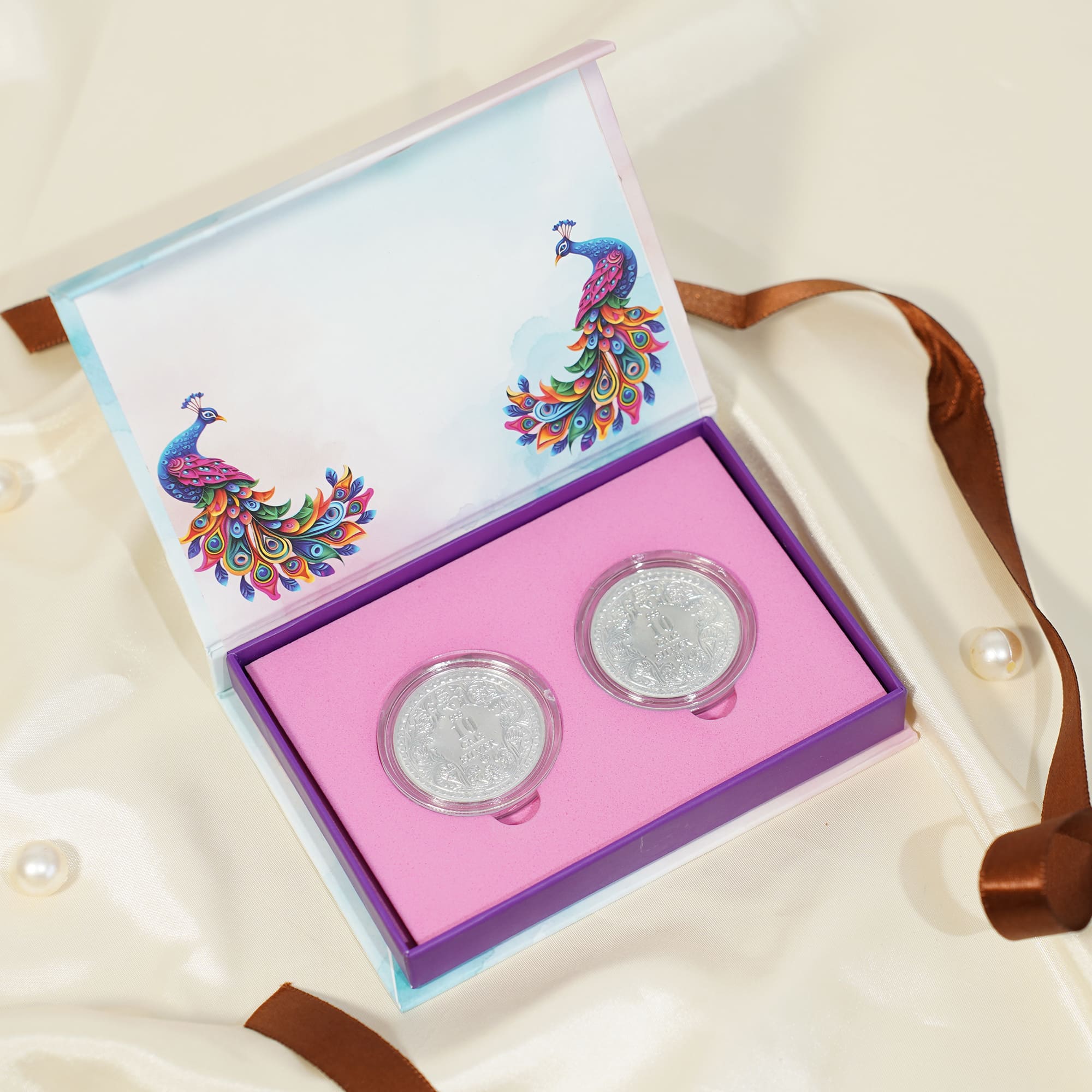Fortune Forever Silver Coin Gift Box - Peacock Edition