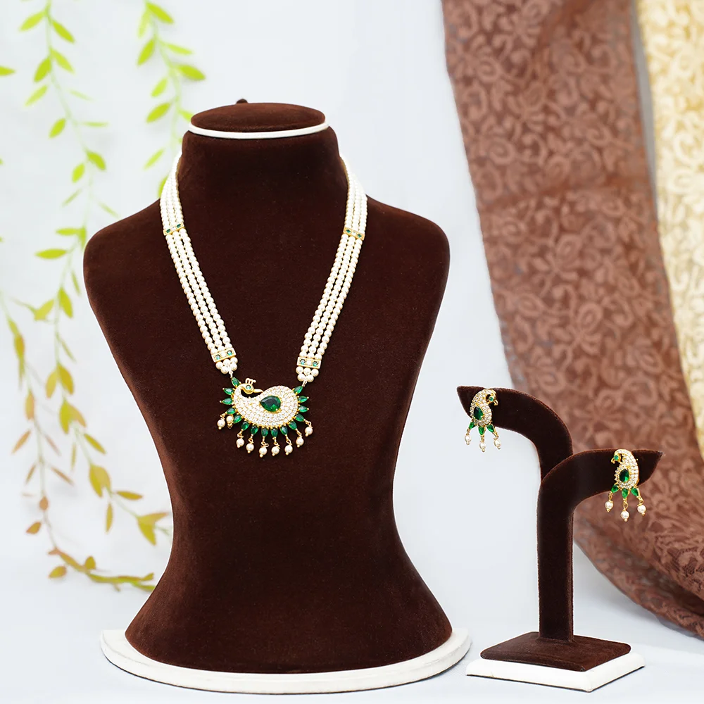 Enamel & Kundan Drop Harr Set