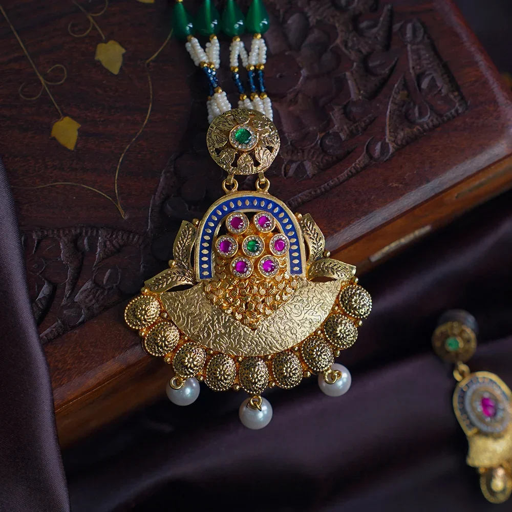 Enamel Peacock Pendant Set (Silver Edition)