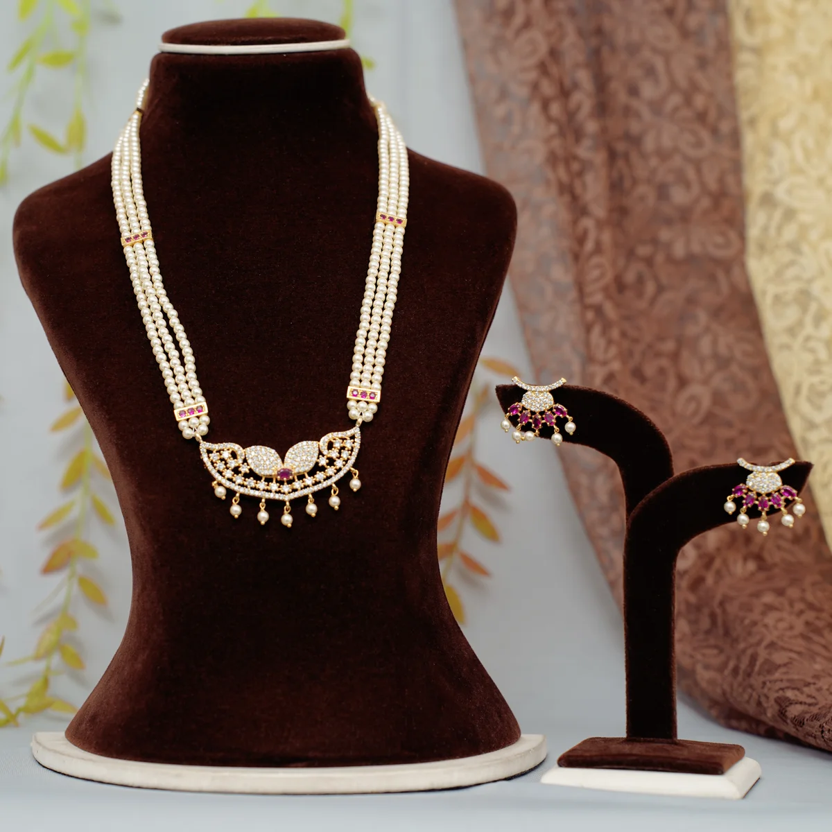 Rani Ruby Pearl Choker Harr Set