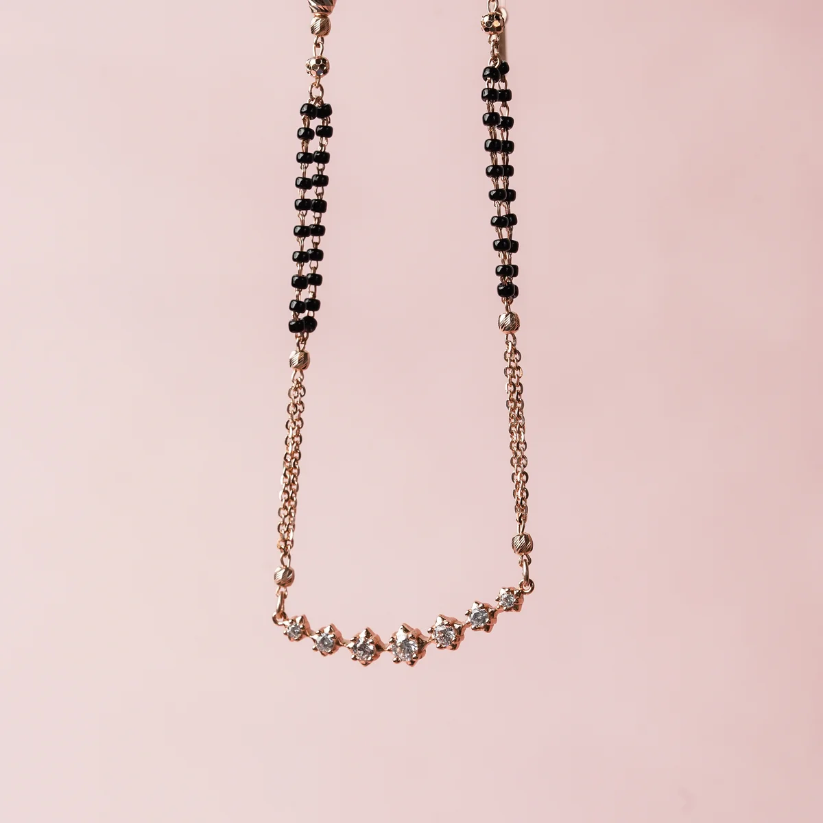 Rose Gold Diamond-Studded Mangalsutra